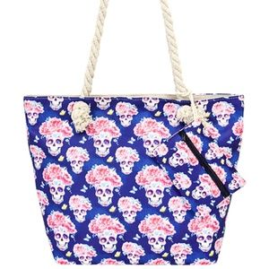 Sugar Skull Rope Handle Tote Bag